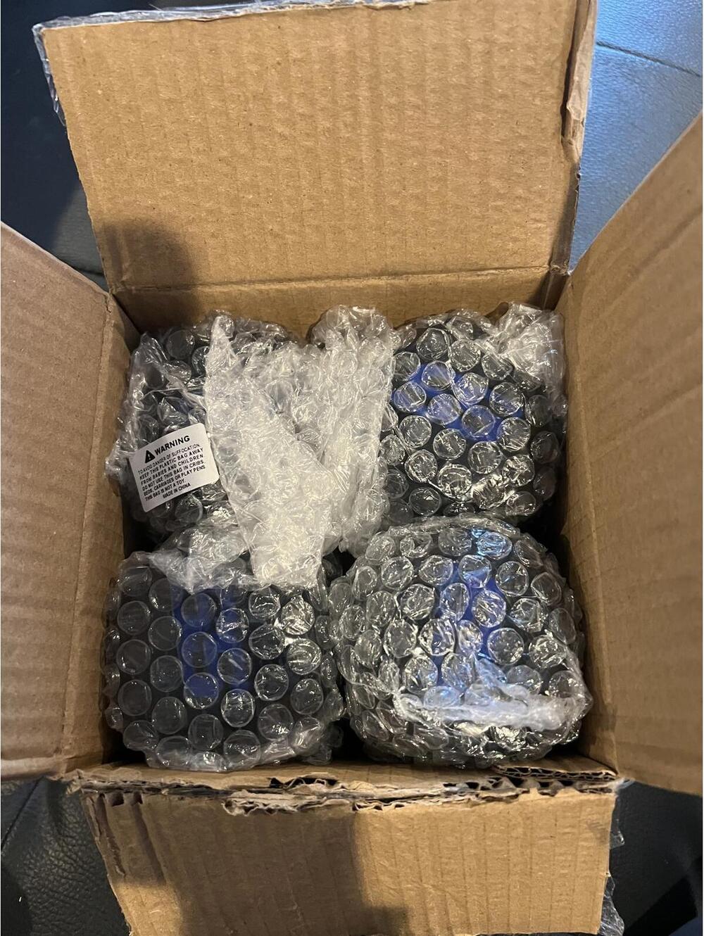 WUKO HUNT Golf Cart SS Wheel Caps - Black with Blue SS
